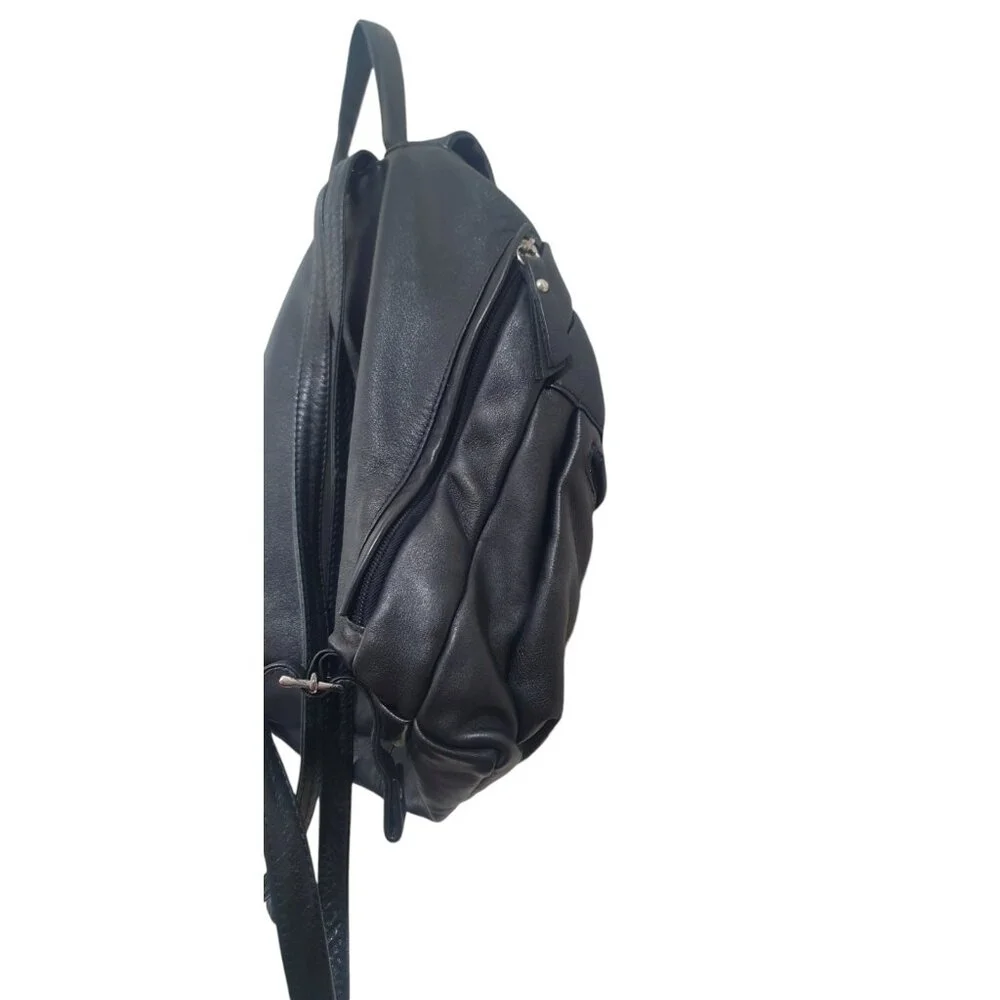 BRUNO ROSSI Black Leather Backpack Purse Bag